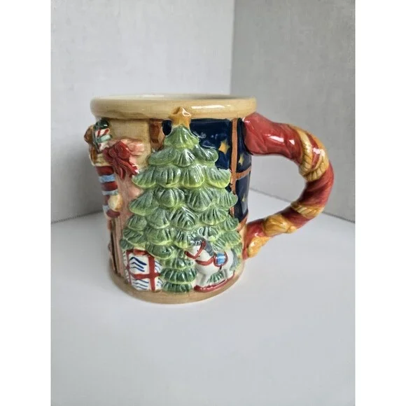 Susan Winget Mug Christmas Certified International 3D Ceramic Tree Fireplace Cup - Picture 1 of 16